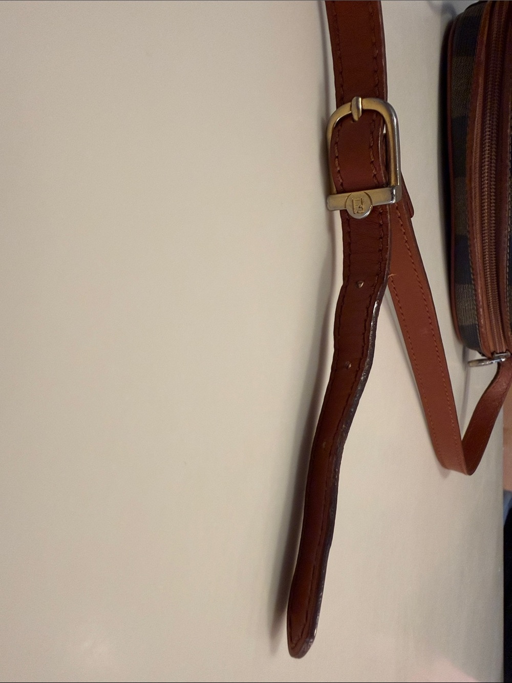 Vintage Fendi Roma 1925 Checkered Canvas and Leather Crossbody Bag with Dust Bag - Picture 6 of 12